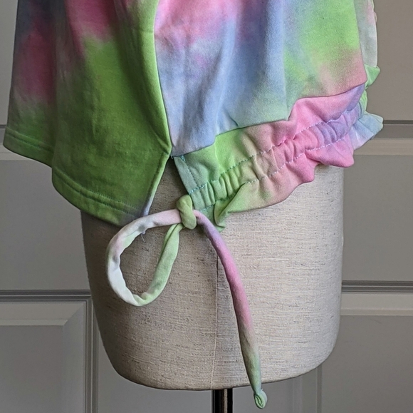 Blank NYC Hoodie Tie Dye Long Sleeve Pullover Ruched Hem Ties Multicolor M NWT - Picture 8 of 16
